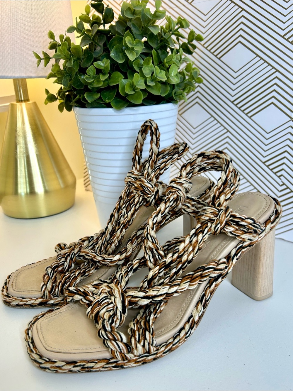 Ulla Johnson rope heel sandals-brown/black/tan-size 36/size 6 - Picture 5 of 15